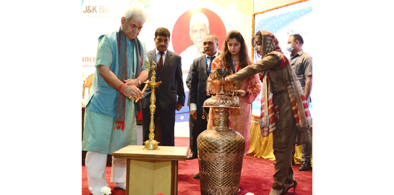 LG Manoj Sinha during the launch of schemes for Govt employees at Srinagar. LG Manoj Sinha during the launch of schemes for Govt employees at Srinagar.