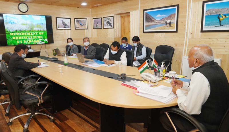 LG Ladakh R K Mathur chairing a meeting at Leh on Thursday. LG Ladakh R K Mathur chairing a meeting at Leh on Thursday.