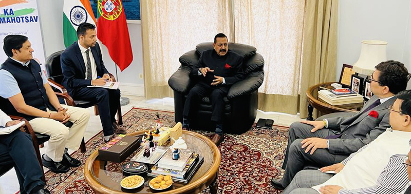 Union Minister Dr Jitendra Singh holding a pre-conference meeting with Indian representatives at Lisbon, Portugal on Sunday. Union Minister Dr Jitendra Singh holding a pre-conference meeting with Indian representatives at Lisbon, Portugal on Sunday.