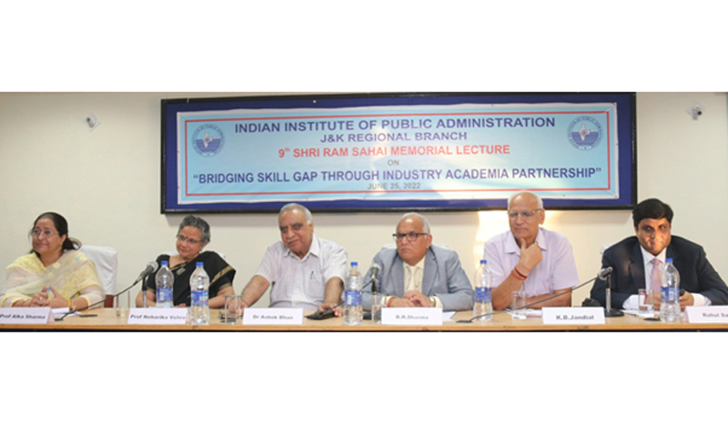 Speakers at Shri Ram Sahai Memorial lecture organised by IIPA in Jammu on Sunday.