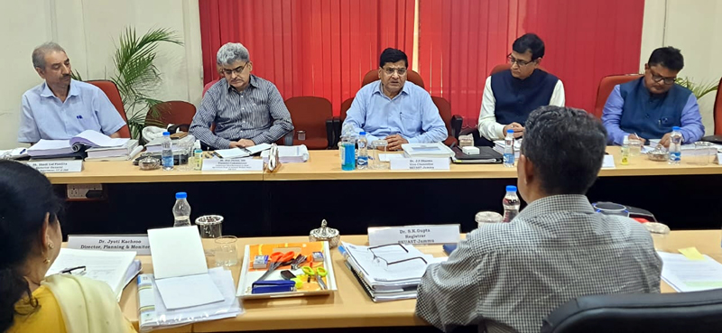 Atal Dulloo, Prof J P Sharma and others attending SKUAST-J Board of Management meeting on Monday.