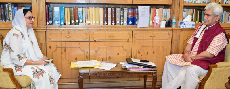 LG during meeting with Chairperson J&K Waqf Board. LG during meeting with Chairperson J&K Waqf Board.