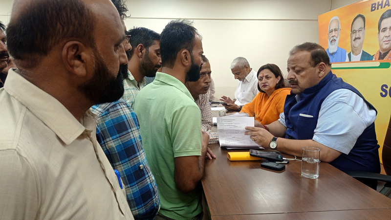 BJP leaders listening to public grievances at party headquarters on Thursday. BJP leaders listening to public grievances at party headquarters on Thursday.