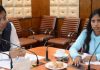PS H&ME Manoj Kumar with DDG UIDAI Bhawna Garg chairing a meeting at Srinagar.