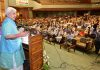 Lieutenant Governor Manoj Sinha addressing participants of Kisan Maha Sammelan at Srinagar.