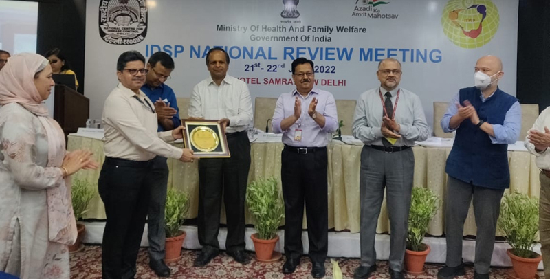 Union Secretary Health Rajesh Bhushan felicitating SSU Jammu in New Delhi on Wednesday. Union Secretary Health Rajesh Bhushan felicitating SSU Jammu in New Delhi on Wednesday.