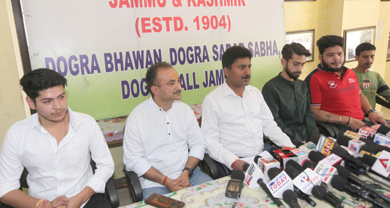 In-charge DSS youth wing, Gambhir Dev Singh addressing media persons at Jammu on Friday. -Excelsior/Rakesh In-charge DSS youth wing, Gambhir Dev Singh addressing media persons at Jammu on Friday. -Excelsior/Rakesh