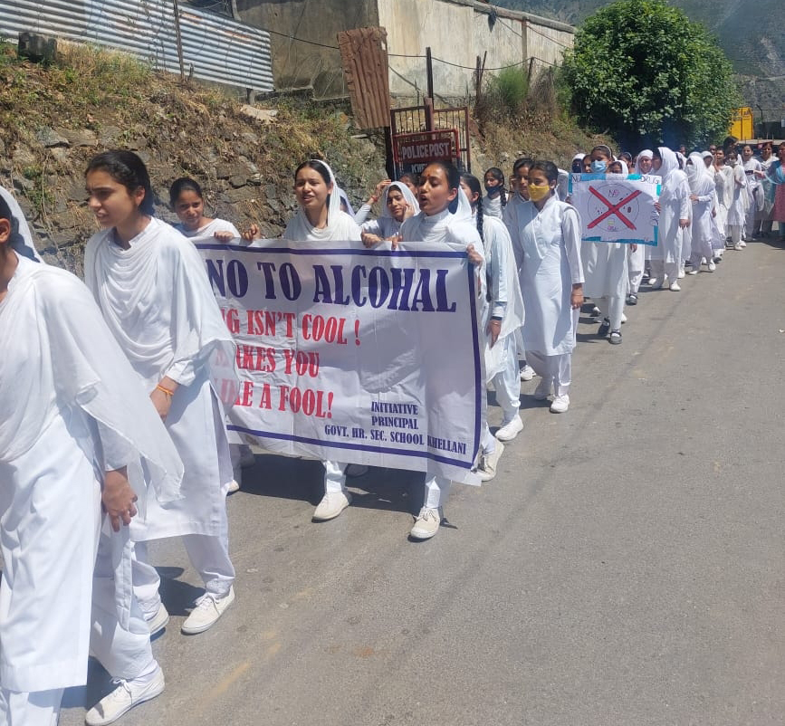 Students taking out a rally in Doda on Friday.