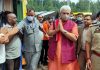LG Manoj Sinha during his visit to Nunwan base camp in Anantnag on Sunday.
