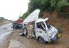 Badly damaged Auto in a road accident at Samba. -Excelsior/Nischant