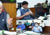 Lieutenant Governor Manoj Sinha chairing a meeting in Srinagar on Saturday.