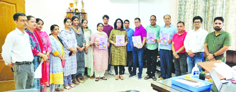 Principal Degree College, Hiranagar and other staff members releasing Quality Reporter a newsletter in college premises on Friday Principal Degree College, Hiranagar and other staff members releasing Quality Reporter a newsletter in college premises on Friday