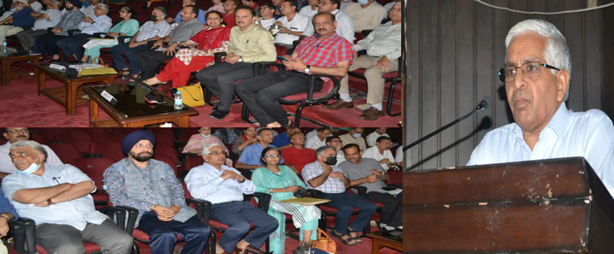 JU Vice-Chancellor Prof Umesh Rai addressing the University functionaries on Friday.