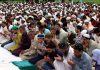 Muslims offering Eid prayers at Eidgah Jammu on Sunday -Excelsior/ Rakesh