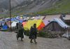 View of the base camp at Baltal where yatra was suspended on Saturday. -Excelsior/Shakeel
