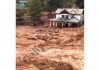 Flash flood in Kahra Nallah after cloudburst in upper reaches of Doda on Wednesday. —Excelsior/Tilak Raj