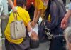 Shinzo Abe being taken to hospital after attack in Japan on Friday.