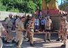 An injured ITBP jawan being shifted to hospital in Udhampur on Saturday. -Excelsior/K Kumar