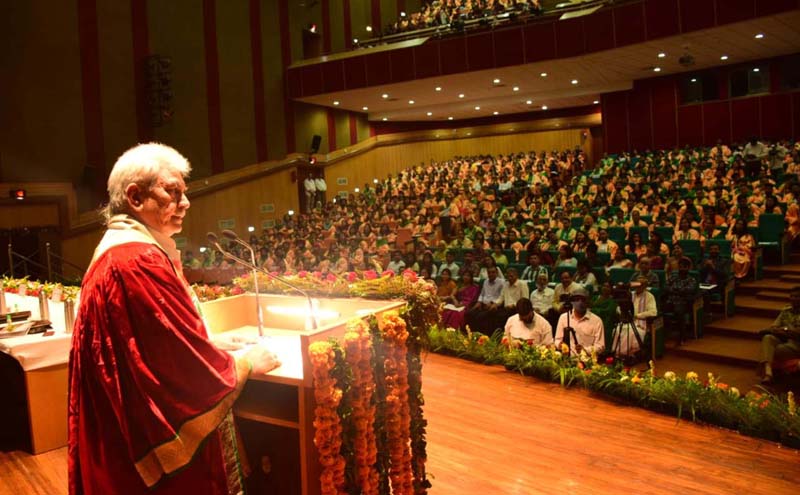 LG Manoj Sinha addressing 8th convocation of SMVDU in Katra on Friday. LG Manoj Sinha addressing 8th convocation of SMVDU in Katra on Friday.