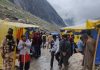 Yatris on way to darshan near holy cave on Wednesday -Excelsior/Shakeel
