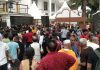 Huge rush of pilgrims outside the gate of Vaishnavi Dham in Jammu on Sunday. -Excelsior/Rakesh