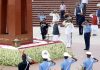Minister for Defence Rajnath Singh paying homage to the fallen heroes at National War Memorial on the occasion of Kargil Vijay Diwas in New Delhi on Tuesday.