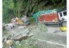 Three trucks damaged in landslide near Bafliaz on Mughal Road in Poonch. —Excelsior/Waseem