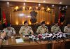 Additional DGP Jammu Mukesh Singh addressing a press conference in Jammu on Monday. — Excelsior/Rakesh