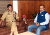 Member J&K Sports Council, Ranjeet Kalra during a meeting with ADGP Mukesh Singh at Jammu on Tuesday.