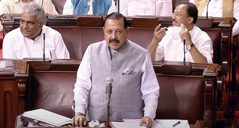 Union Minister Dr Jitendra Singh speaking in the Rajya Sabha on Thursday. Union Minister Dr Jitendra Singh speaking in the Rajya Sabha on Thursday.