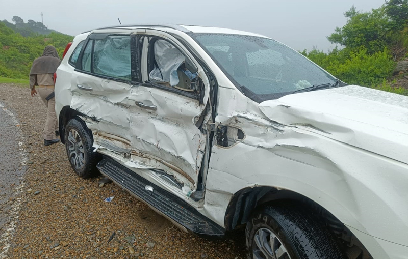 Ill-fated vehicle after accident. Ill-fated vehicle after accident.