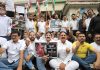 Cong activists staging protest in Jammu on Wednesday. — Excelsior/Rakesh