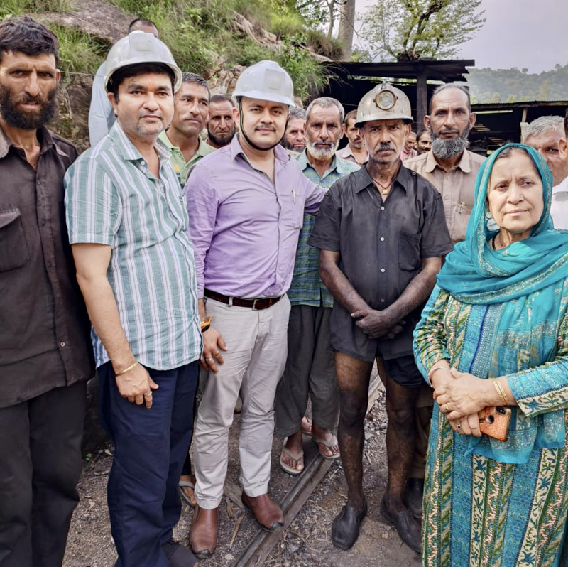 Secy Mining Department, Amit Sharma and others during visit to Coal Mines in Kalakote area on Saturday.