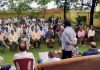 Apni Party provincial president Manjit Singh addressing public meeting at Sunderbani on Monday.