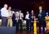 Guests lighting ceremonial lamp during inaugural of Orientation Programme at IIM Jammu on Tuesday.
