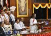 New President Draupadi Murmu addressing the gathering during her swearing-in ceremony at Central Hall of Parliament in New Delhi on Monday. (UNI)