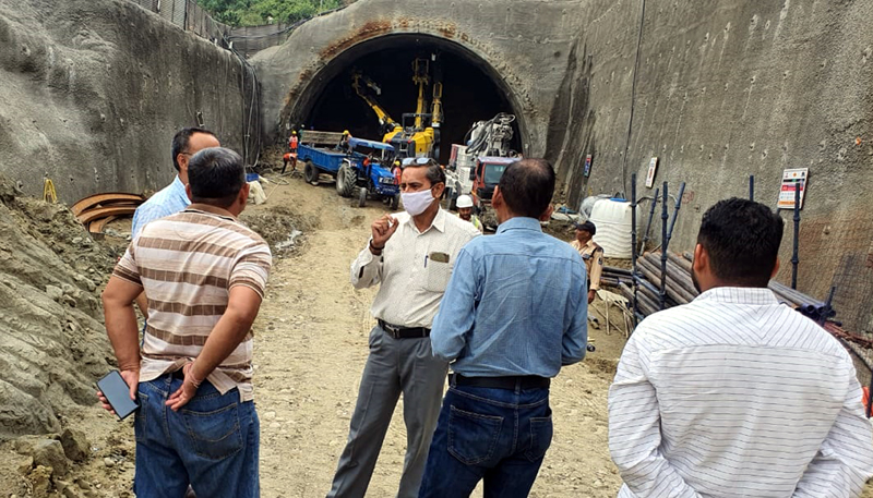 SDM Chowki Choura Virender Gupta interacting with engineers near under-construction Sungal-Bhambla Tunnel on Akhnoor-Poonch National Highway. SDM Chowki Choura Virender Gupta interacting with engineers near under-construction Sungal-Bhambla Tunnel on Akhnoor-Poonch National Highway.