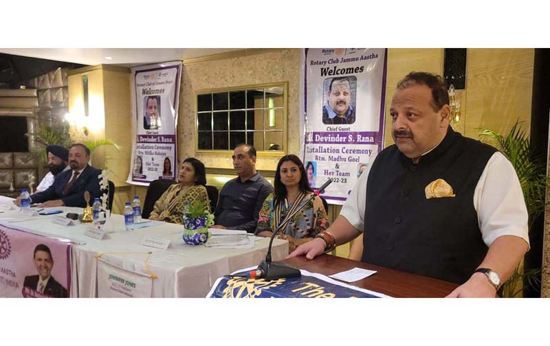 Senior BJP leader Devender Singh Rana speaking at a function on Monday. Senior BJP leader Devender Singh Rana speaking at a function on Monday.