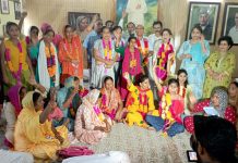 Women workers joining NC at Sher-e-Kashmir Bhawan in Jammu on Monday.