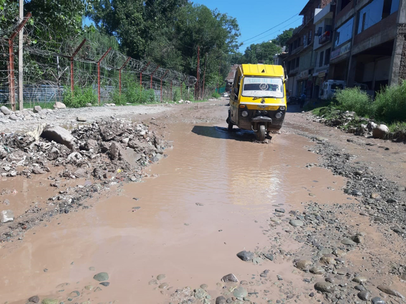 Road to BGSB University in Rajouri self speaks its condition and neglect on the part of local R&B Division. Road to BGSB University in Rajouri self speaks its condition and neglect on the part of local R&B Division.