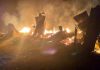Shops on fire in Chatroo area of District Kishtwar. -Excelsior/Tilak Raj