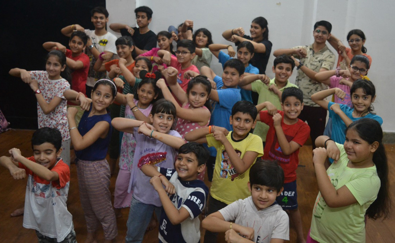 Children undergo training at Natrang Theatre Workshop in Jammu on Sunday. Children undergo training at Natrang Theatre Workshop in Jammu on Sunday.