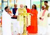 Prime Minister Narendra Modi lighting the lamp at the inauguration of the newly constructed Amrita Hospital, in Faridabad on Wednesday. (UNI)