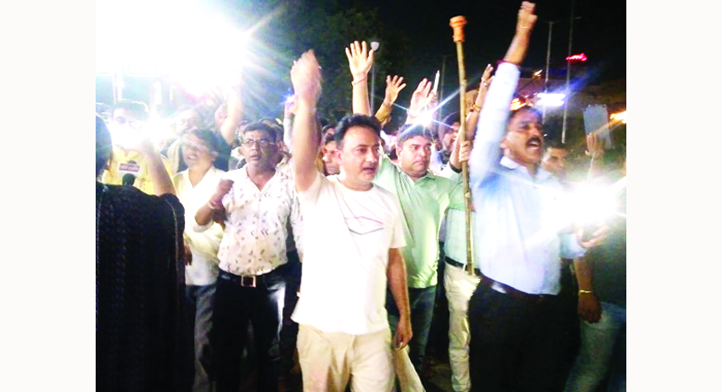 PHE workers taking out Mashal Rally in Jammu on late Thursday evening. PHE workers taking out Mashal Rally in Jammu on late Thursday evening.