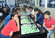 Players during the Chess tournament at IDPS School Sunjwan in Jammu.