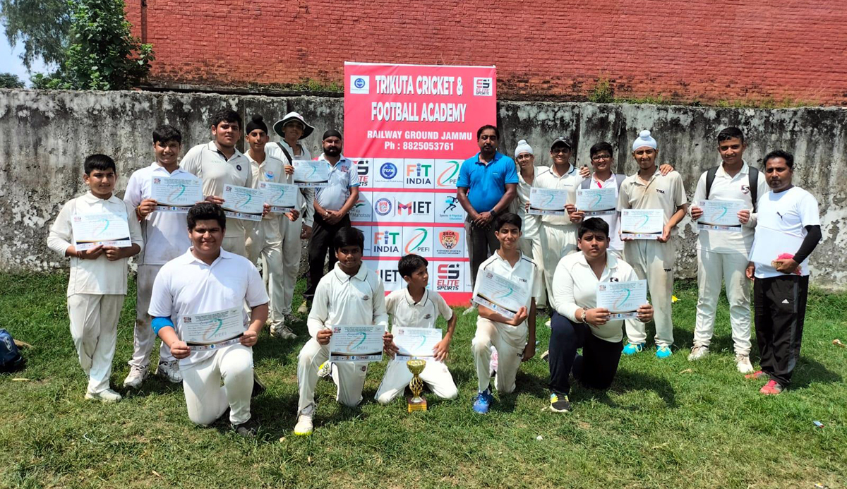 Winning team posing for a group photograph at Railway Ground Jammu on Saturday. Winning team posing for a group photograph at Railway Ground Jammu on Saturday.