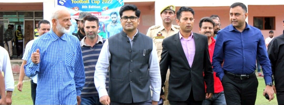 DC Bandipora along with others during closing ceremony of Football Cup at Bandipora on Saturday. DC Bandipora along with others during closing ceremony of Football Cup at Bandipora on Saturday.