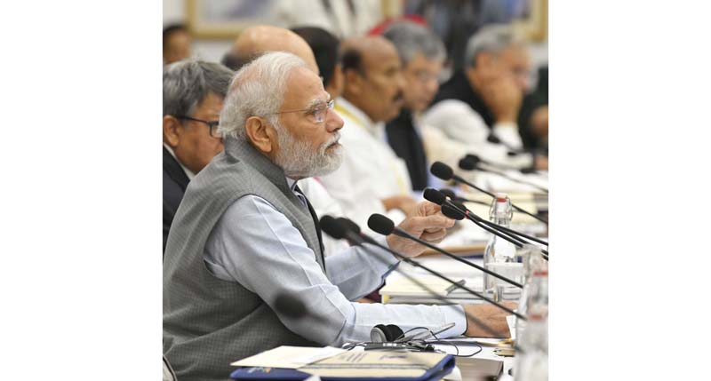 Prime Minister Narendra Modi chairing the 7th Governing Council meeting of NITI Aayog in New Delhi on Sunday. (UNI)