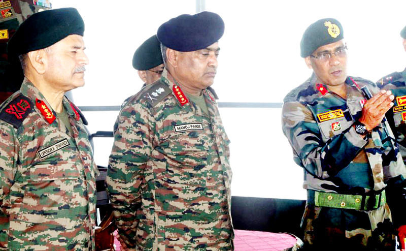 Army chief General Manoj Pande during visit to a forward area in Rajouri district on Saturday. Army chief General Manoj Pande during visit to a forward area in Rajouri district on Saturday.