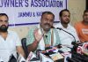 President of Stone Crushers Owners Association, Vikram Randhawa, addressing media persons at Jammu. —Excelsior/Rakesh